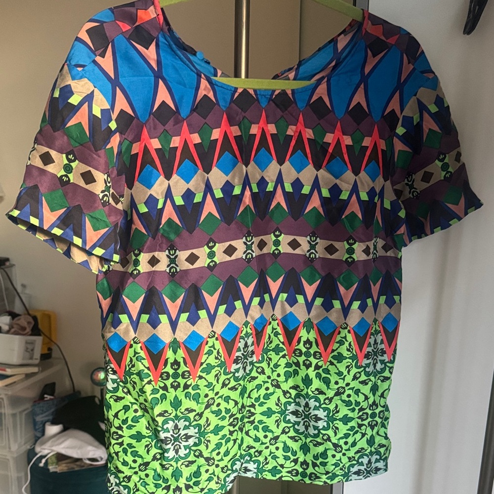 Colorful Geometric Patterned Women's Top